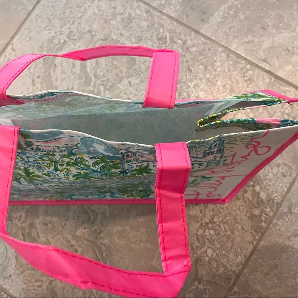 Lilly Pulitzer Tropical Pink and Green Tote Bag, 15” x 11”